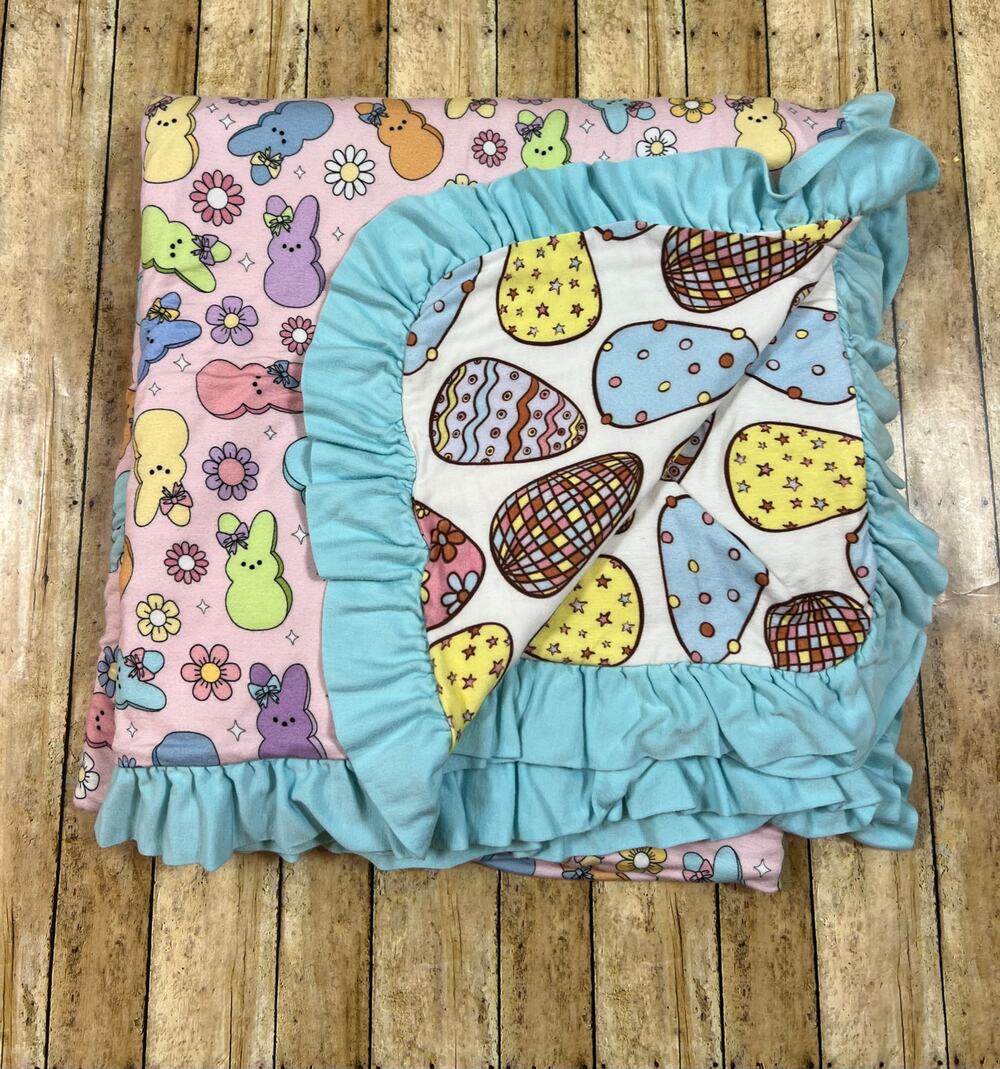 Posh Peanut Addison Mae Peeps Luxe Patoo Bamboo Blanket Ruffle 60x60